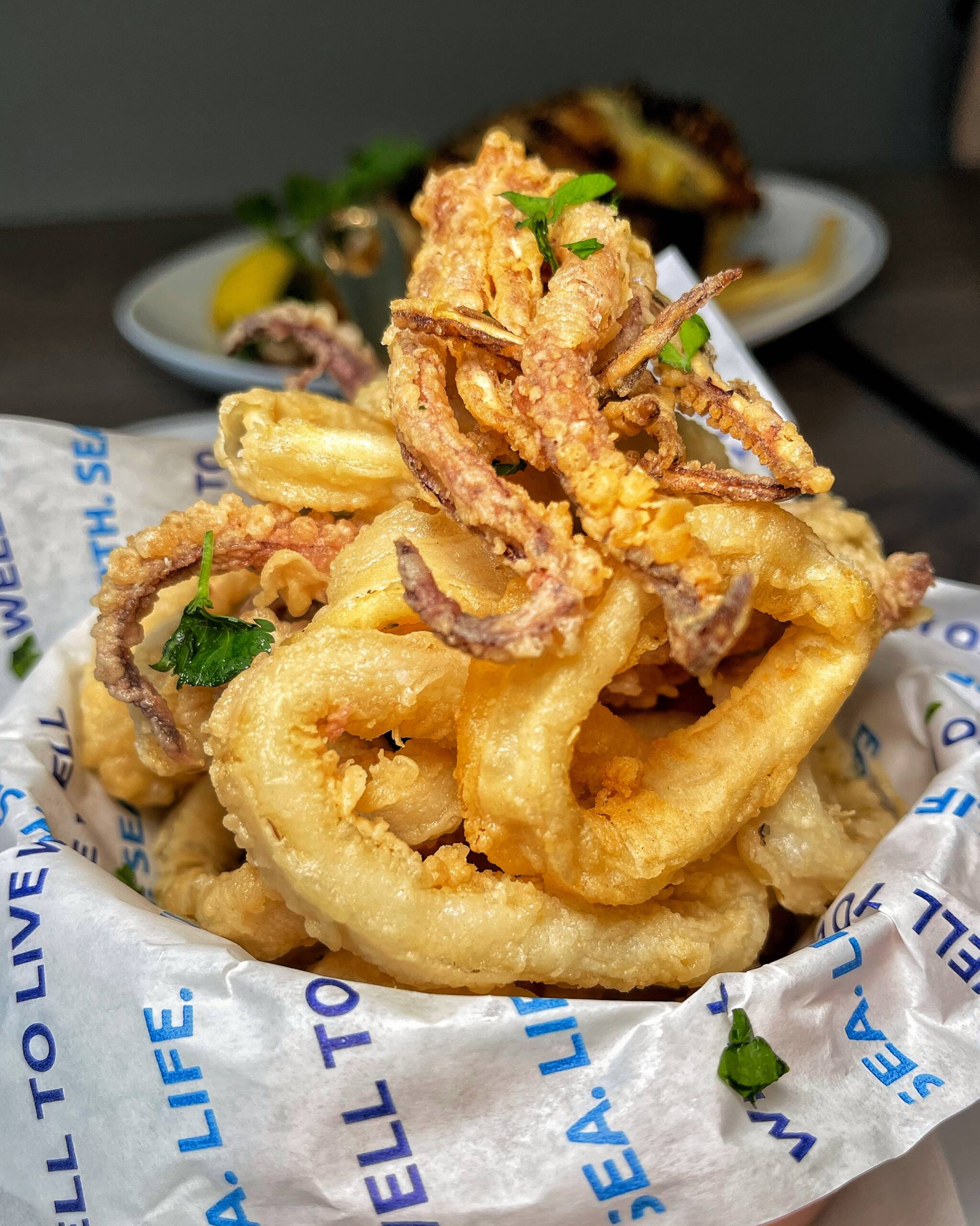 Flash fried calamari served with marinara sauce.